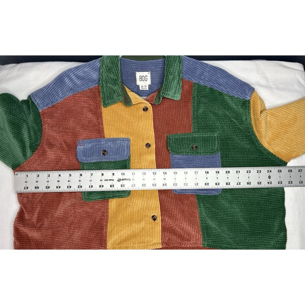 BDG UO Charley Corduroy Colorblock Cropped Top Size XS Boxy Button Oversized - Picture 8 of 14